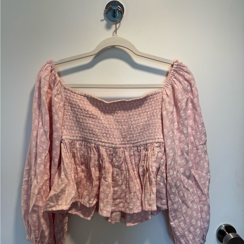 NAK Light Pink Smocked Blouse